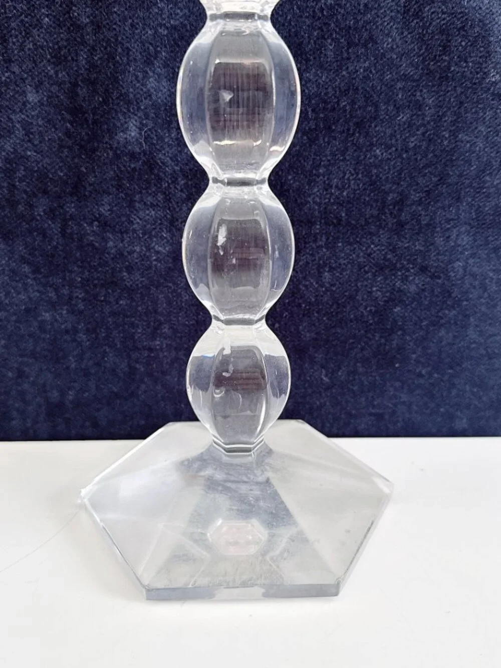 PAIR OF VAL ST. LAMBERT CRYSTAL BERLAYMONT CANDLESTICKS BELGIUM